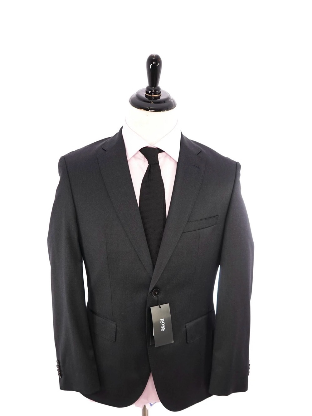 HUGO BOSS - "REDA SUPER100" NOTCH LAPEL CHARCOAL GRAY SUIT